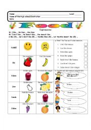 English Worksheet: Food Excercise