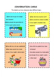 English Worksheet: CONVERSATION CARDS 2