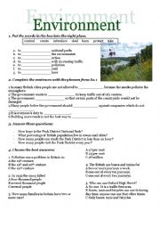 English Worksheet: Environment