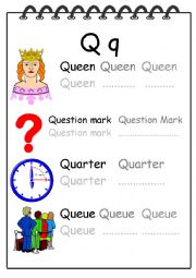 Alphabet Writing Worksheet Q