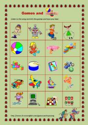 English Worksheet: Games and Toys (Listening)