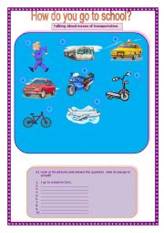 English Worksheet: How do you go to school?