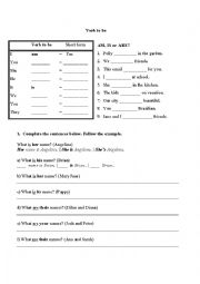 English Worksheet: Verb to be