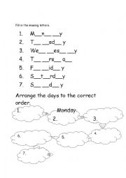 English Worksheet: days of the week