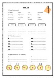 English Worksheet: Initial Test for students of primary
