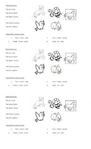 English Worksheet: ANIMALS, COLOURS AND NUMBERS