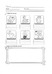 English Worksheet: Animais