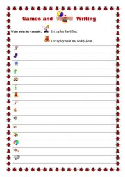 English Worksheet: Games and Toys/Writing #2