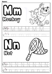 English Worksheet: Letters M and N