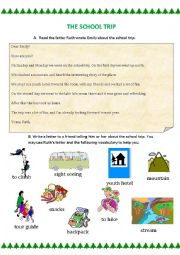 English Worksheet: The School Trip- Reading Writing and Vocabulary