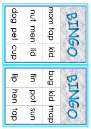 English Worksheet: Cvc Words Bingo