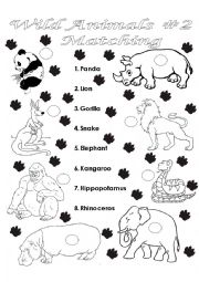 English Worksheet: Wild Animals MATCHING #2