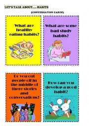 English Worksheet: 12 CONVERSATION CARDS. TOPIC: HABITS