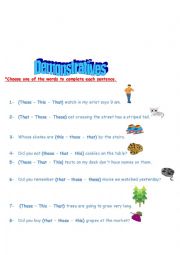 English Worksheet: Demonstratives