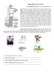 English Worksheet: American Folklore Bigfoot wallace and the gray bean