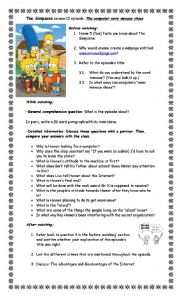 English Worksheet: The Simpsons_The Computer Wore Menace Shoes