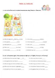 English Worksheet: There is and There are