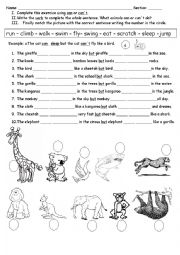 English Worksheet: Using can or cant