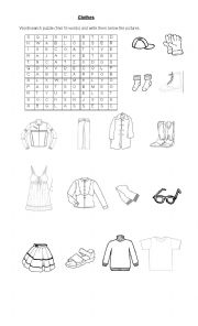 English Worksheet: clothes