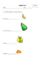 Fruits and numbers test