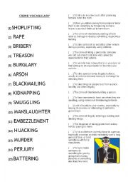 English Worksheet: Crime Vocabulary Matching