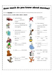 English Worksheet: How much do you know about movies? past tense of to be