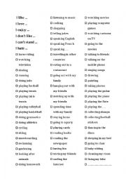 English Worksheet: I like ...