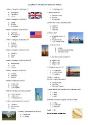 English Worksheet: Quiz about the English Speaking World