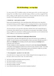 English Worksheet: IELTS Reading Tips