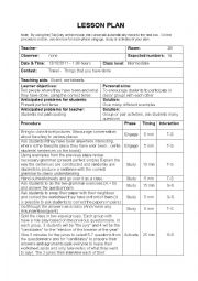 English Worksheet: Lesson plan PRESENT PERFECT