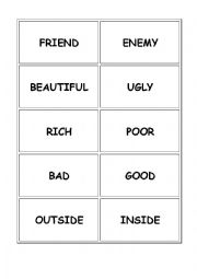 English Worksheet: opposite adjectives- memory cards