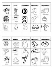 English Worksheet: VOCABULARY BINGO 8 OF 8