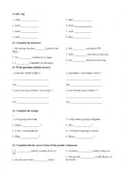 English Worksheet: present continuous