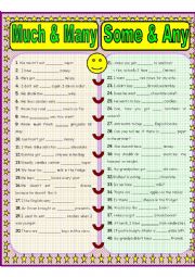 English Worksheet: Much/Many & Some/Any