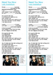 English Worksheet: Lady Antebellum - Need You Now