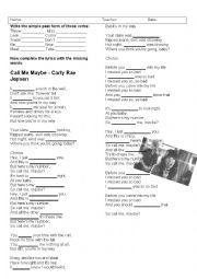 English Worksheet: Call Me Maybe - With answer key!