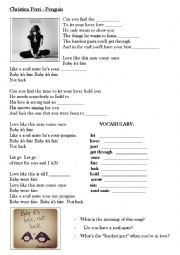 English Worksheet: Christina Perri - PENGUIN