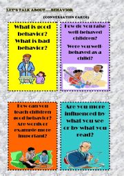 12 SPEAKING CARDS. TOPIC: BEHAVIOR