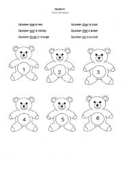 English Worksheet: Numbers and colors