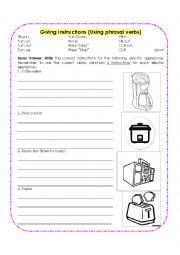 English Worksheet: Giving Instructions