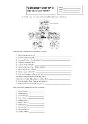 English Worksheet: family worksheet