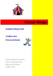 English Worksheet: Circus Bingo