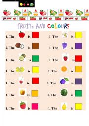 English Worksheet: FRUITs AND COLOURS