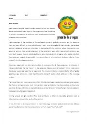 English Worksheet: 11th form test veganism