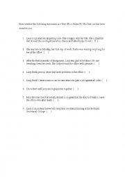 English Worksheet: True/ False-QWERTYUIOP-Short Story