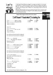 English Worksheet: I still haven´t found what I´m looking for