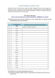 English Worksheet: Present Continuous (Progressive) & Mr.Bean