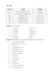 English Worksheet: Wh word and Subject&Object question
