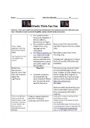 English Worksheet: Othello Choice Board