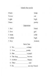 English Worksheet: opposites